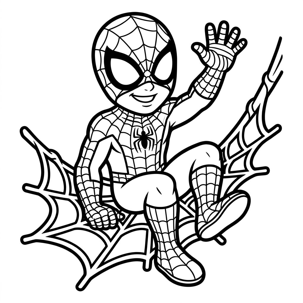 Upside-down Spider-Man coloring page printable for kids