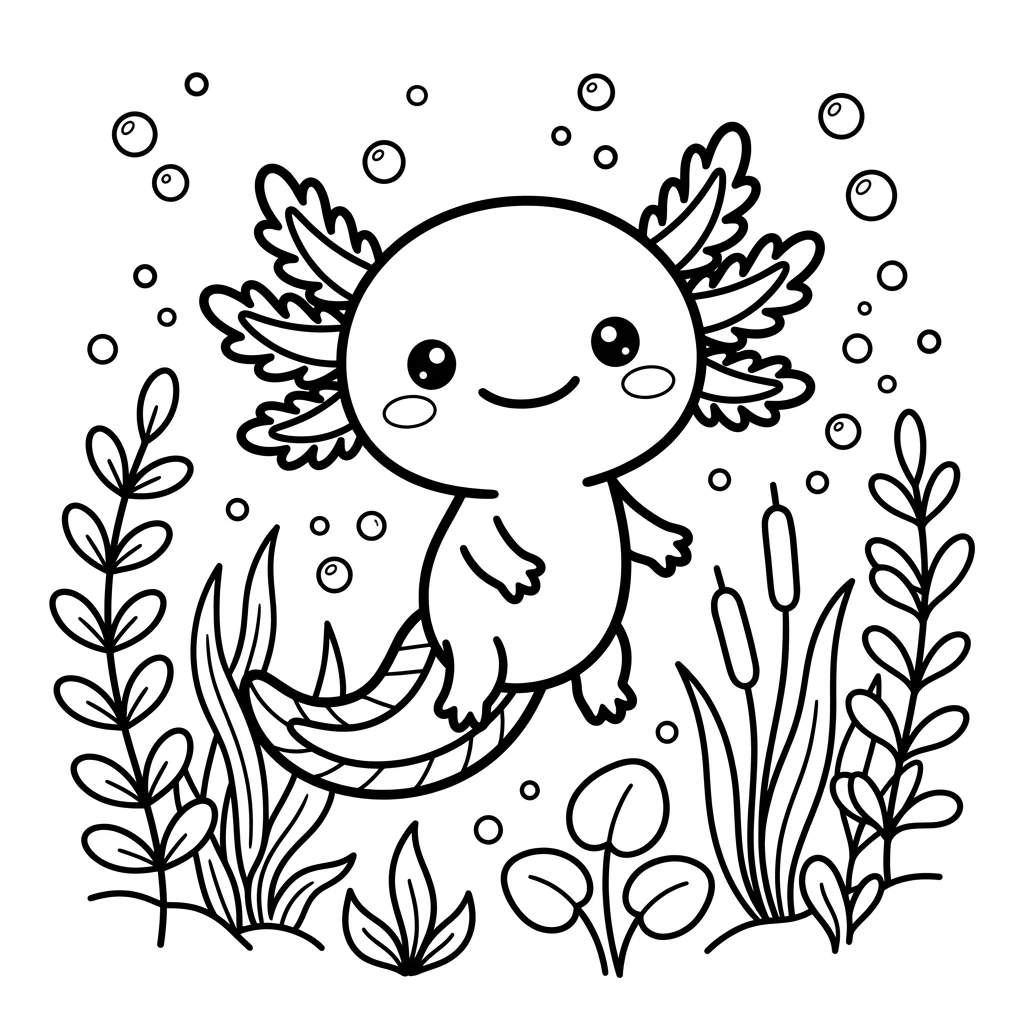 Cute printable Axolotl coloring pages for kids