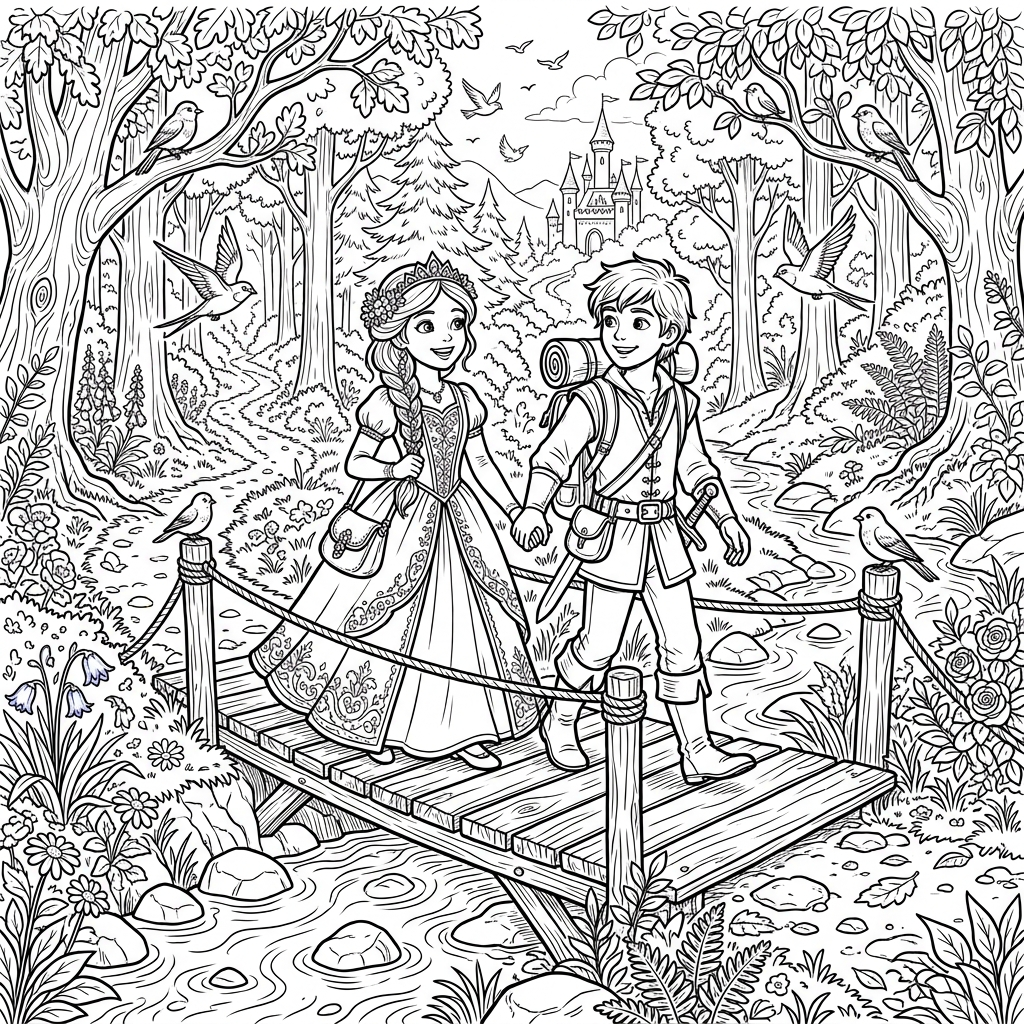 Rapunzel and Flynn Rider coloring sheet printable